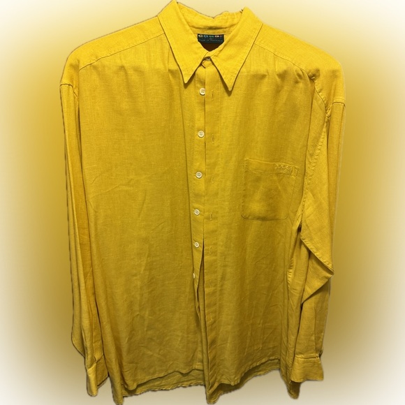 COOGI Other - PreOwned Men’s Coogi Long Sleeve 2x Yellow XXL 100% Linen Made in Australia​